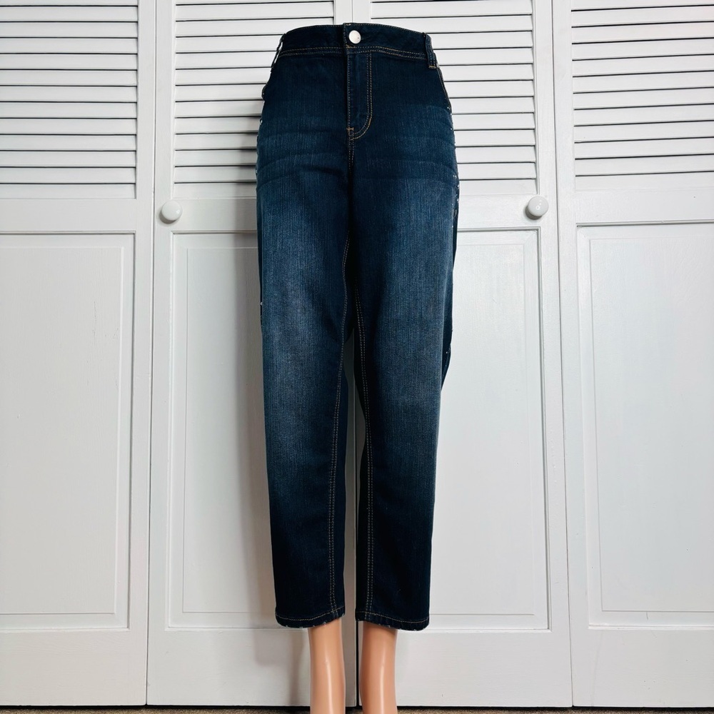 LANE BRYANT Dar Blue Embellished Skinny Ankle Jeans Size 16